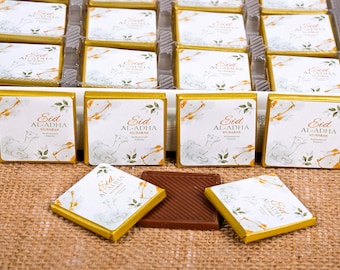 Chocolate individual para Eid al-Adha, obsequios para invitados, Eid Mubarak, chocolate personalizado, Hajj Mubarak, Umrah Mubarak, chocolate de Eid, regalo de Eid
