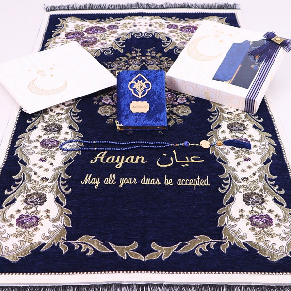 Personalized Prayer Mat Quran Tasbeeh Gift Set | Ramadan Eid Hajj Umrah Wedding Birthday Anniversary Father's Mother's Valentine Days Gift