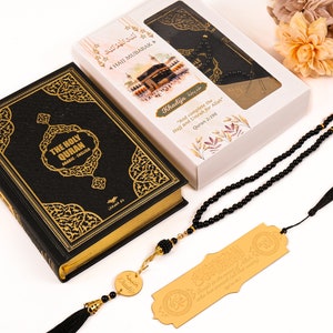 Personalized English Arabic Translation Quran Prayer Beads Bookmark Islamic Gift Set | Personalized Muslim Gift Set for All Occasions