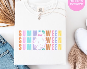 Summerween Ghost PNG: Beachy Halloween T-Shirt Design (Digital Download, SVG Available)
