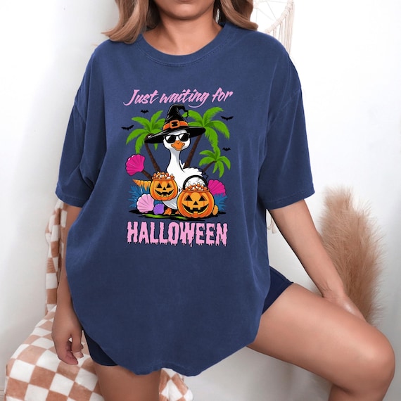 Summerween png, Just waiting for Halloween png, Summer png, Halloween png, summer tshirt png, Goose Halloween tshirt design, Vintage png