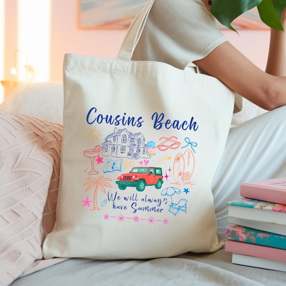 Cousins Beach Bag, TSITP Tote Bag, Summer I Turned Pretty Merch, Beach Bag, Gift for Beach lover, Bookish Gift, Canvas tote, Gift for Her