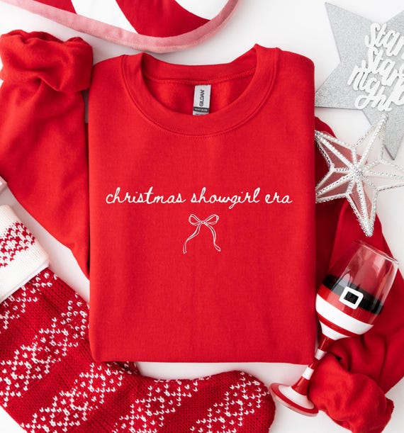 Christmas Showgirl Era Sweatshirt, Vintage Coquette Holiday Vibe