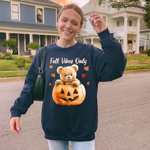 Pumpkin Bear Sweatshirt, Fall Sweatshirt, Teddy Bear Pumpkin Shirt, Crewneck Pullover, Halloween Shirt, Cute Fall sweatshirt, Fall Shirt