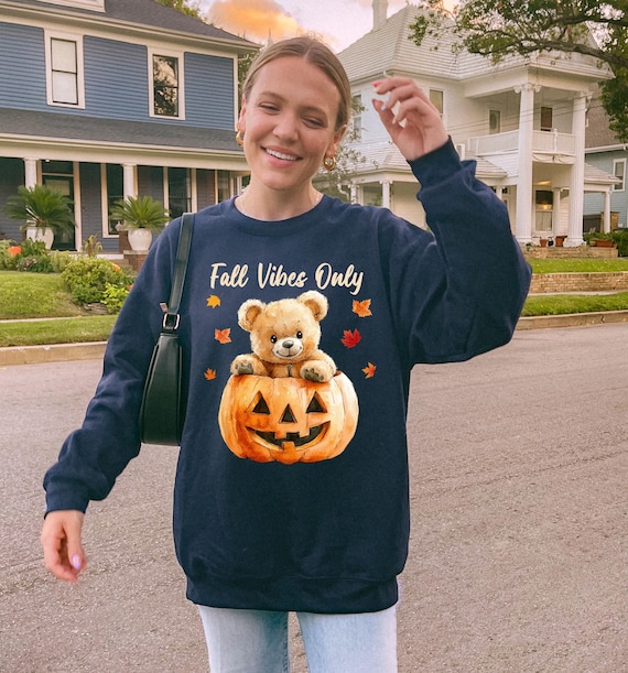 Pumpkin Bear Sweatshirt, Fall Sweatshirt, Teddy Bear Pumpkin Shirt, Crewneck Pullover, Halloween Shirt, Cute Fall sweatshirt, Fall Shirt