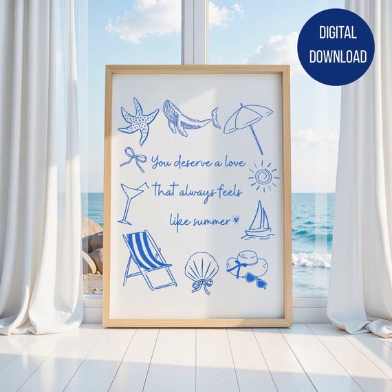 Summer I Turned Pretty Wall Art, Digital Download Art, TSITP Wall Art, Typography Art,Preppy Art, Summer Poster, Cousins Beach wall art