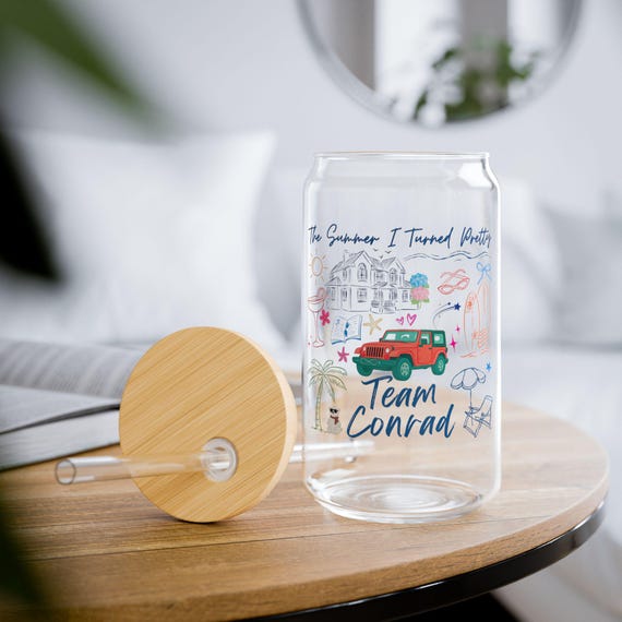 Glass Cup, The Summer I Turned Pretty Team Conrad, Cousins Beach, Drinkware, Cup, Tumbler, Beverage Holder, Gift for Her