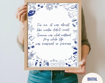 The Summer I Turned Pretty Wall Art, Digital Download Art, TSITP Wall Art, Typography Art,Preppy Art, Summer Poster, Cousins Beach wall art