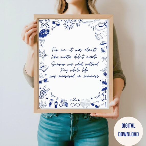 The Summer I Turned Pretty Wall Art, Digital Download Art, TSITP Wall Art, Typography Art,Preppy Art, Summer Poster, Cousins Beach wall art