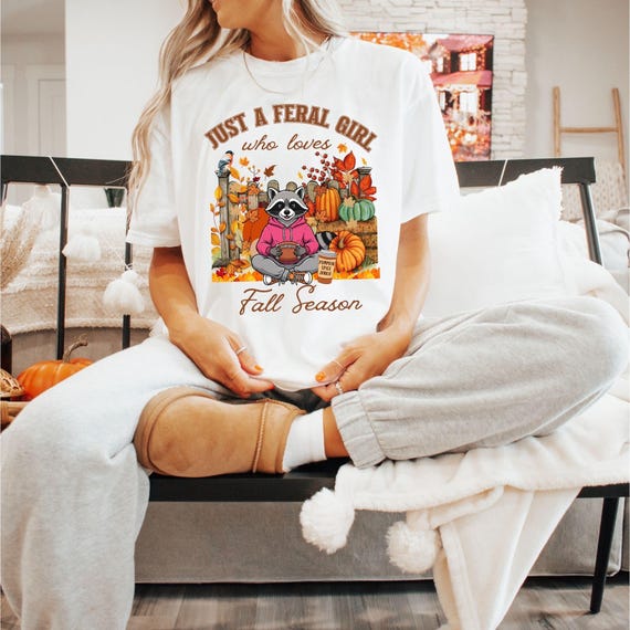 Feral Shirt, Raccoon Shirt, Fall Feral t shirt Autumn tshirt, Graphic Tee, Pumpkin shirt, Funny Shirt, Fall tshirt, Fall lover, racoon tee