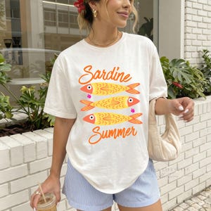 Sardine Fish Shirt, Summer T-Shirt, Sardines Tee, Beach graphic tee, Comfort Colors Summer Shirt