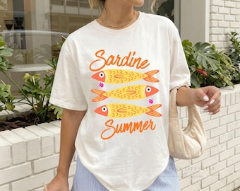 Sardine Fish Shirt, Summer T-Shirt, Sardines Tee, Beach graphic tee, Comfort Colors Summer Shirt