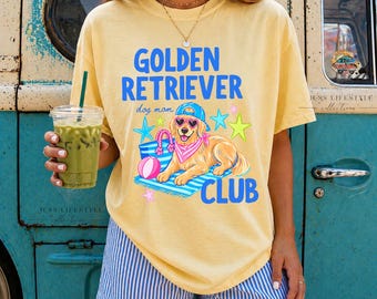 Dog Mom Shirt, Golden Retriever T-Shirt, Summer Beach shirt, Comfort Colors Tee