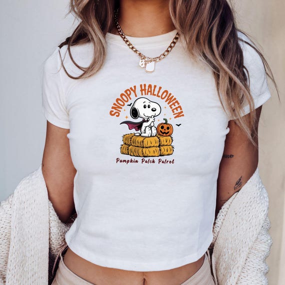 Halloween Baby Tee, Snoopy Shirt, Y2K Style Baby Tee, Fall Baby Tee, Pumpkin Patch Shirt, Halloween Shirt, Fall tshirt, Halloween Snoopy Tee