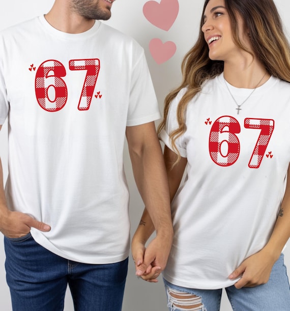 Six Seven matching Valentine Shirt, 67 red plaid tshirt,  6 7 Valentine’s Day tee