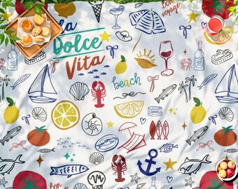 La Dolce Vita plyschfilt: Italiensk sommarfilt, medelhavsdekor