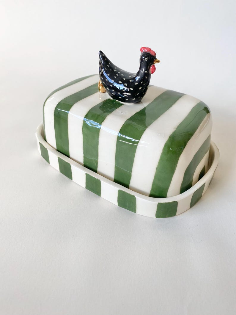 The Lucky Layer Butter Dish | Handmade in California | Housewarming Gift | Fits Standard Butter Stick | Dishwasher Safe | Hand-Drawn Design