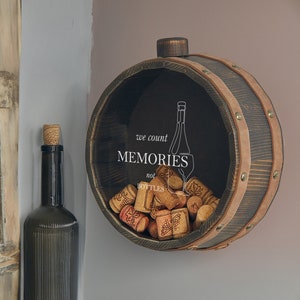 Caja de sombras para coleccionistas de corchos de vino, pared personalizada del soporte de corchos de vino, caja de memoria rústica, compromiso, mamá, boda, día de las madres, regalo para amantes del vino