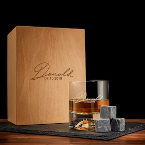 Luxus-Whiskygläser mit Premium-Geschenkbox - Perfekte Geschenkideen zum Vatertag, individuelle Trinkgläser mit Whiskysteinen, bestes Vatergeschenk