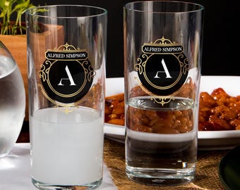 Personalized Raki & Ouzo Glasses, Mediterranean Barware, Monogrammed Gift Set