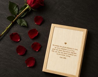 Love Letter Photo Frame, Engraved Wooden Book Frame for Couples, Anniversary