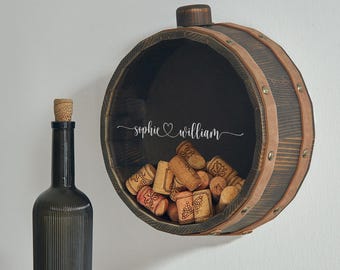 Name Personalized Wine Cork Holder Wall, Wine Cork Collector Shadow Box, Custom Memory Box, Engagement, Wedding, Valentines, Wine Lover Gift