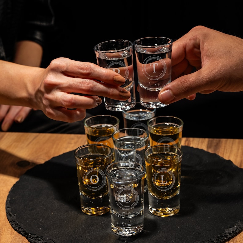 Custom Tequila Shot Glasses Sets Monogram Engraved Shot Etsy