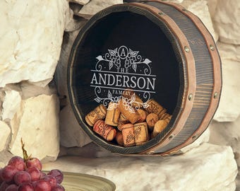 Family Name Wine Cork Holder Wall, Personalized Wine Cork Collector Shadow Memory Box, Engagement, Anniversary, Wedding, Wine Lover Gift