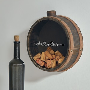 Name Personalized Wine Cork Holder Wall, Wine Cork Collector Shadow Box, Custom Memory Box, Engagement, Wedding, Valentines, Wine Lover Gift