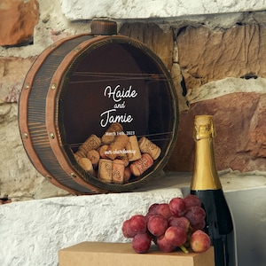 Anniversary Personalized Wine Cork Holder, Wine Cork Collector Shadow Memory Box, Engagement, Wedding, Valentines Day Couple Wine Lover Gift