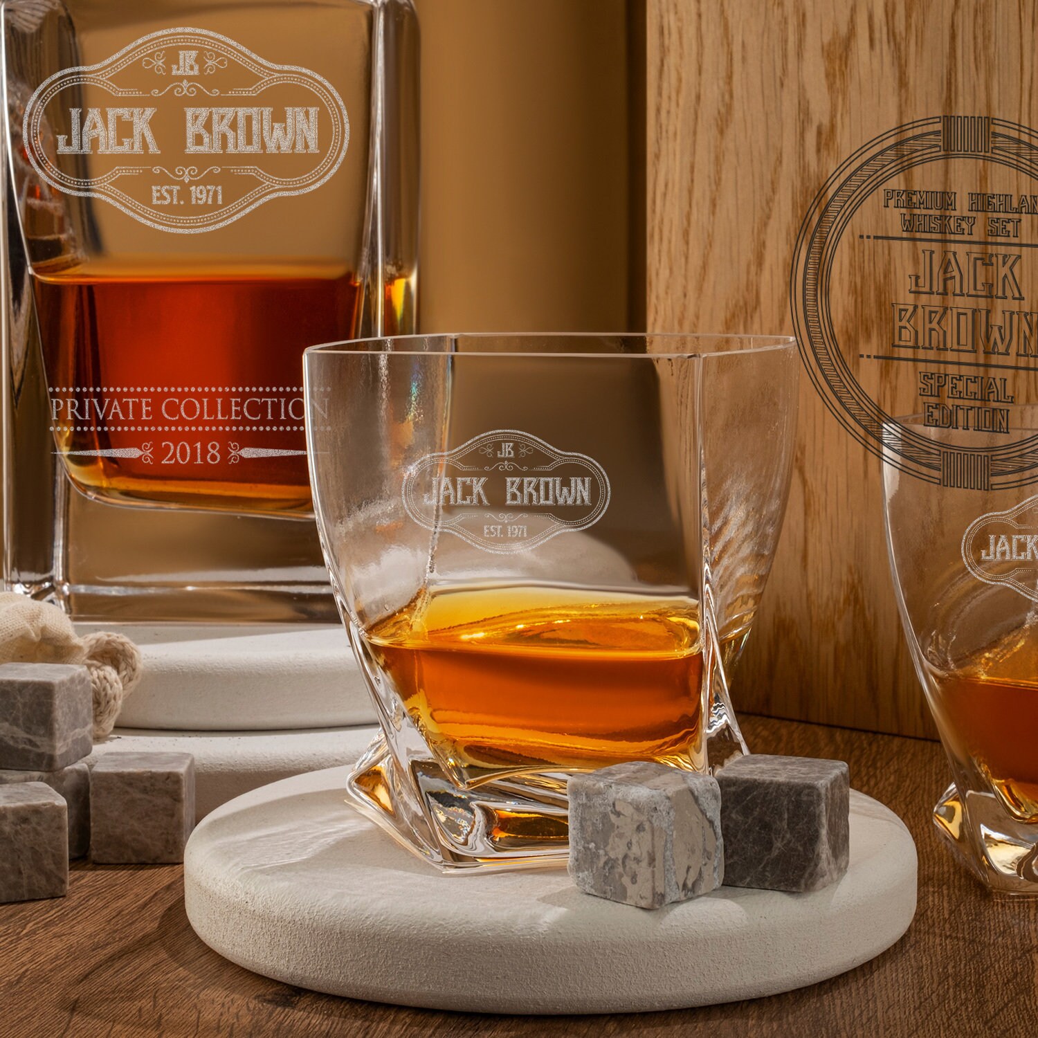 Personalized Whiskey Decanter Set as Valentines Day Gift, 2 Pcs Whiskey ...