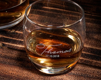 Personalized Whiskey Glass Set, Engraved Bourbon Gift
