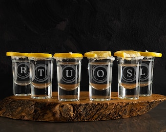Custom Monogram Shot Glasses: Personalized Groomsmen Gift Set
