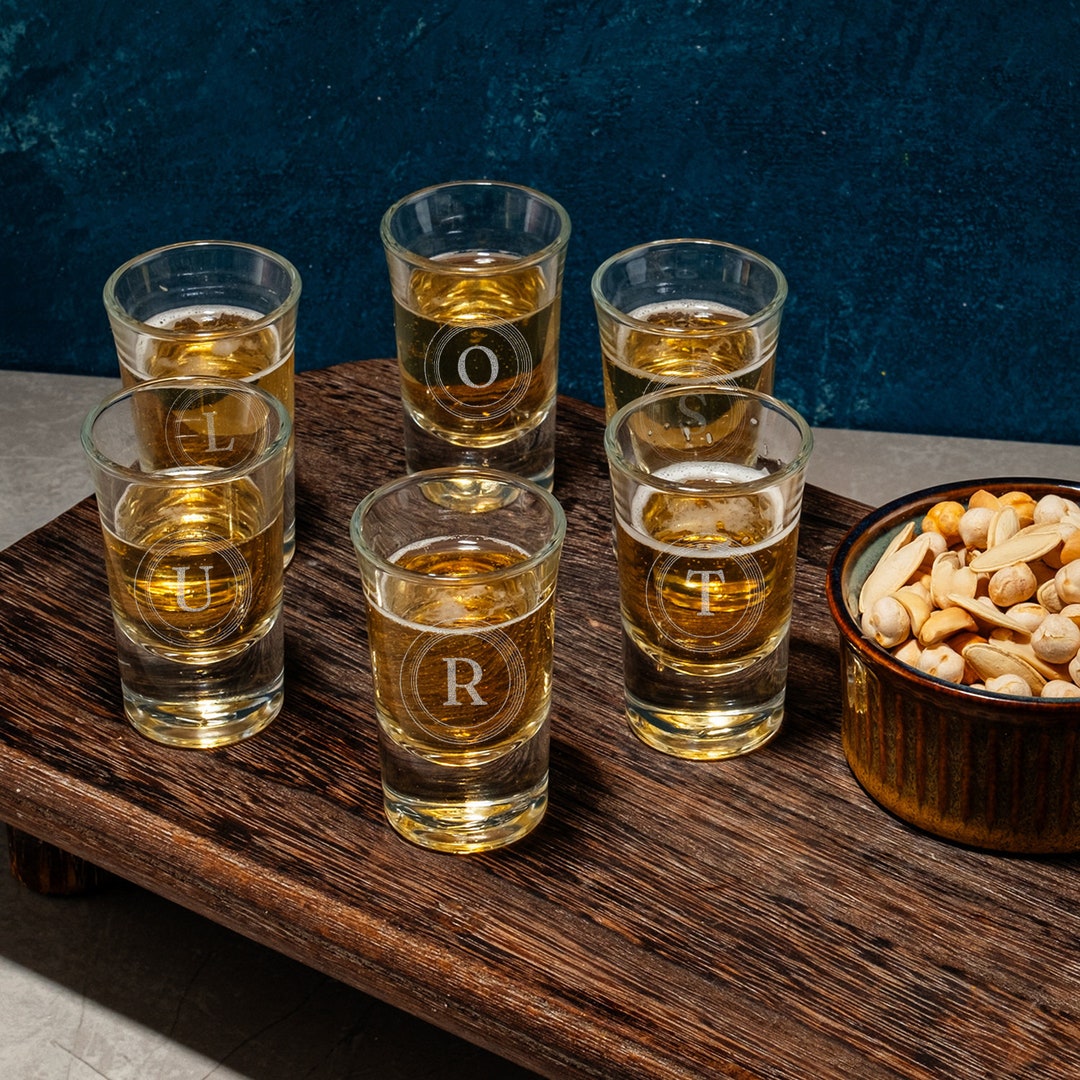 Custom Tequila Shot Glasses Sets, Monogram Shot Glass, Initial Engraved