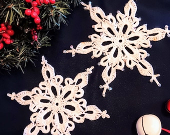 BEADED Snowflake Crochet Pattern | Lacy Snowflake Crochet Pattern | Christmas Ornament | Winter Decoration