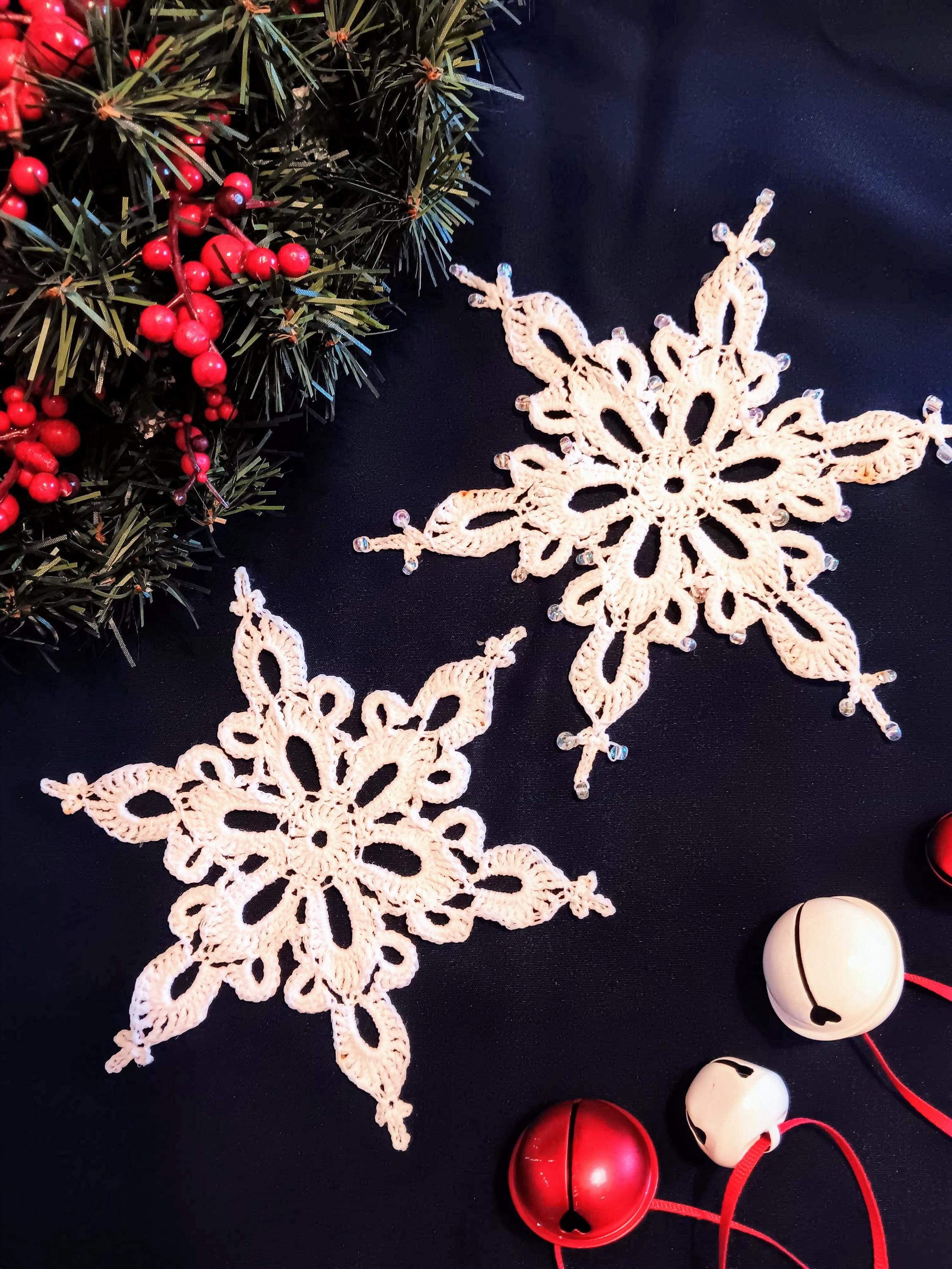 35 Beaded Crochet Patterns to Add Sparkle, Texture, and Giftable Charm 22 Beaded Snowflake Crochet Pattern Lacy Snowflake Crochet