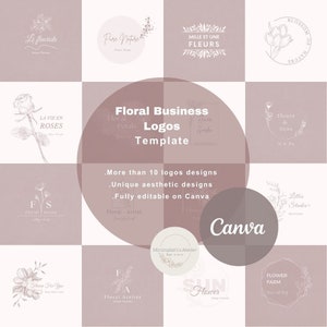 Editable Floral Business Logos, Canva Template