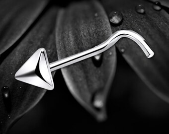 Sterling Silver Pyramid Nose Stud: 3D Triangle Piercing Jewelry
