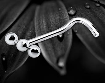 Sterling Silver Triple Ball Nose Stud: Modern Body Piercing Jewelry