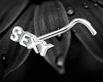 Sterling Silver "Sexy" Nose Stud: Playful Body Piercing