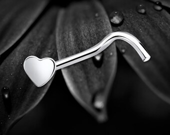 Sterling Silver Heart Nose Stud: Minimalist Body Piercing Jewelry