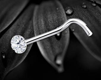 Sterling Silver Crystal Nose Stud: Minimalist Nose Ring