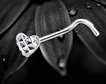 Sterling Silver Heart Nose Stud: Unique Body Piercing Jewelry