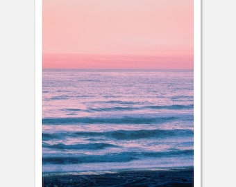 Dromerige robijnrode strandzonsondergang poster | Prachtige originele fotografie | Muurkunst natuur