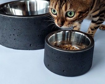 Concrete pet bowl l Cat bowl l Small Dog bowl l Cement Pet Food Bowl With Inner Stainless Steel Bowl l Unique modern concrete bowl for a pet