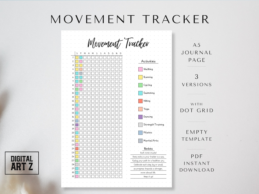 Yearly Movement Tracker: A5 Printable Activity Log (PDF) - Etsy