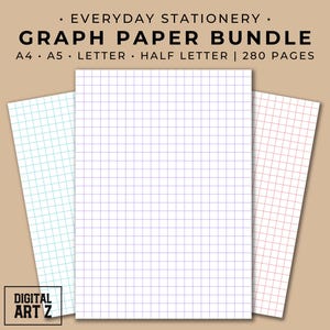 Colorful Graph Paper Bundle: A4 A5 Letter Sizes (PDF)
