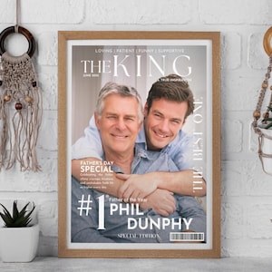 Portada de revista personalizada, póster del Día del Padre, regalos artísticos personalizados, regalo único para el mejor papá, esposo, regalo fotográfico de héroe, imprimible del Día del Padre