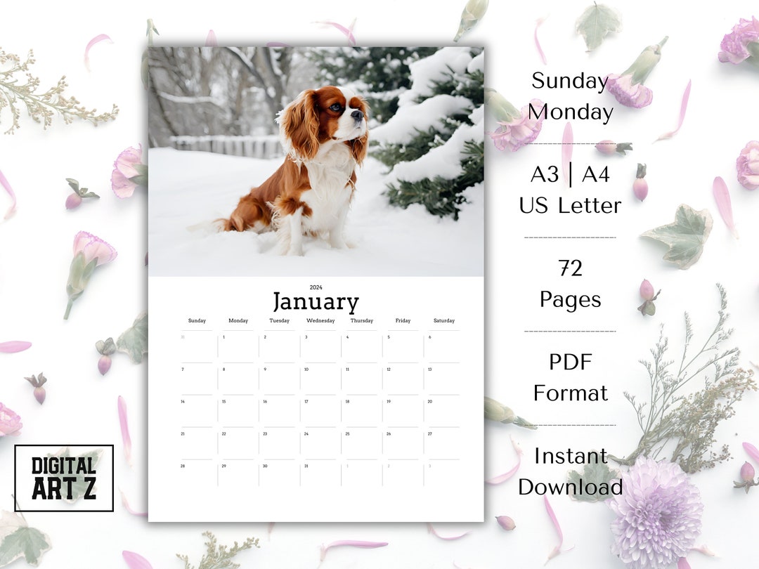 2024 King Charles Calendar Printable Monthly A3, A4, Letter 8.5 X 11