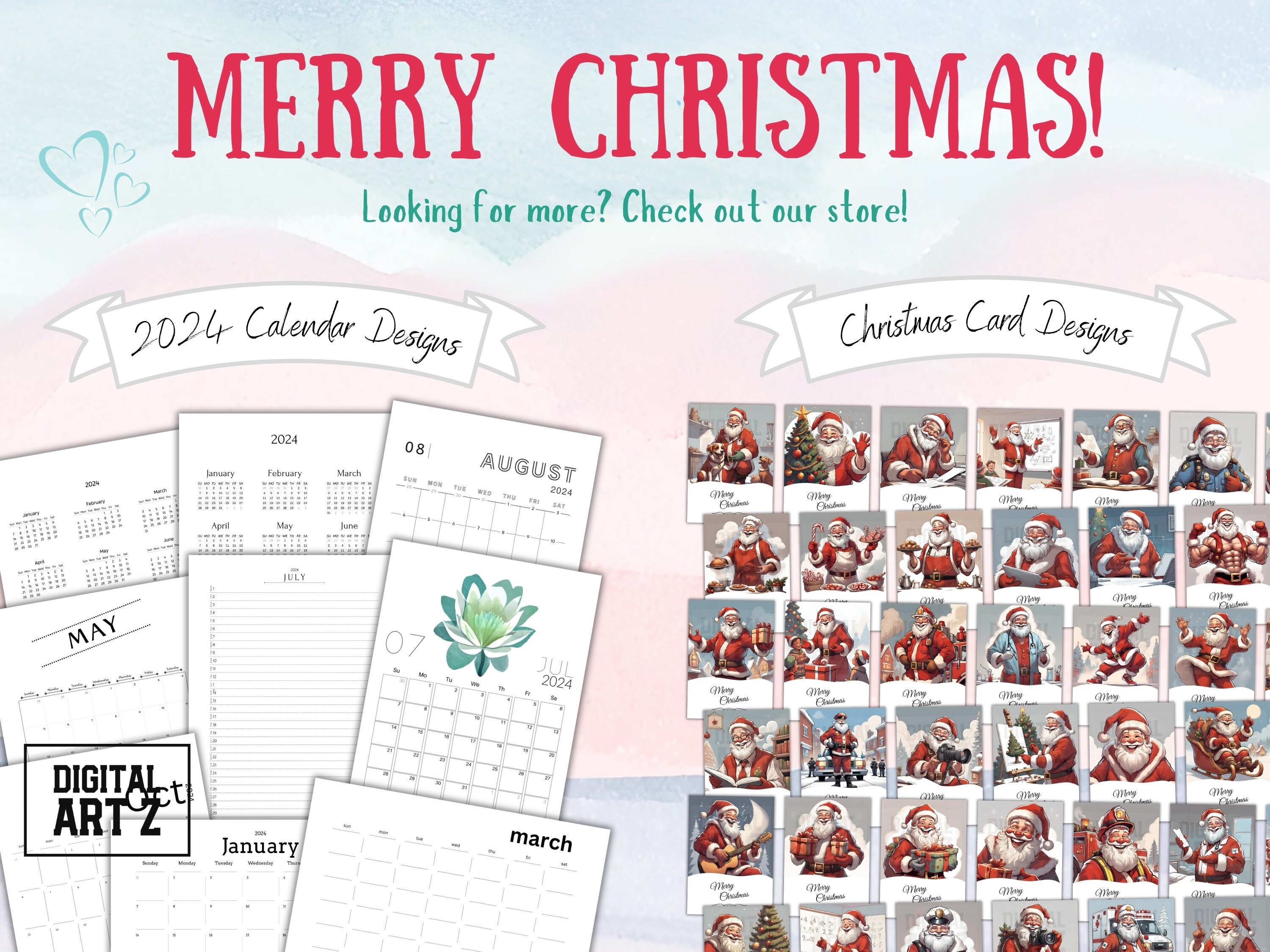 Single page yearly calendar 2024 year at a glance wall a3 a4 a5 us